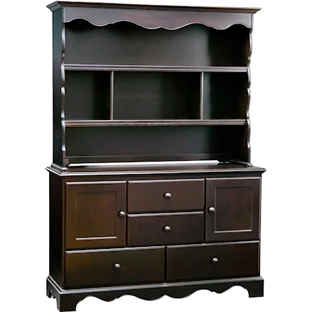 Combo Dresser and Hutch with Four Drawers